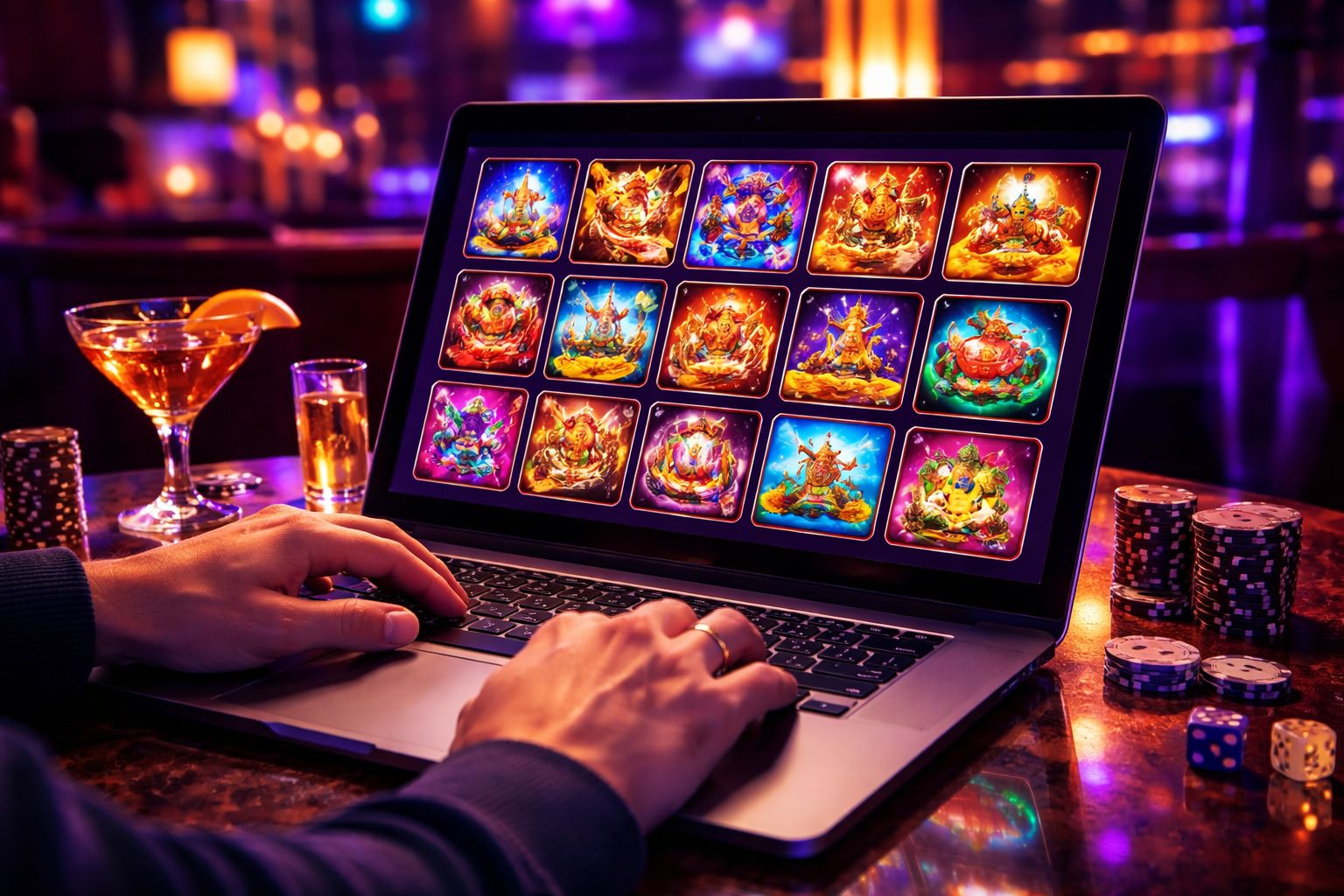 Premium online slots hero scene with glowing reels, jackpot atmosphere, and smooth mobile-friendly gameplay.