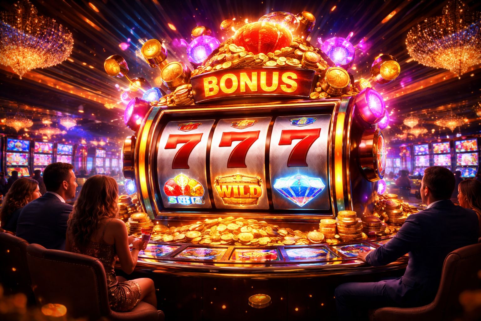 Feature-rich slot machines with bonus rounds, modern reel mechanics, and lively visual presentation.